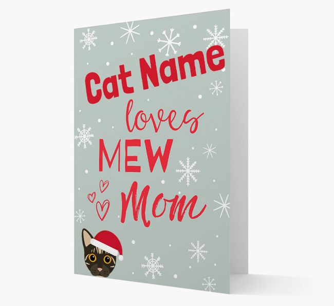 'I Love Mew Mom' - Personalized {breedFullName} Christmas Card 